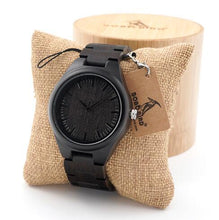 BOBO BIRD Mens Black Ebony Wooden Watches Wood Links Causal Quartz Wrist Watch in Gift Box custom logo