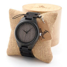 BOBO BIRD Mens Black Ebony Wooden Watches Wood Links Causal Quartz Wrist Watch in Gift Box custom logo