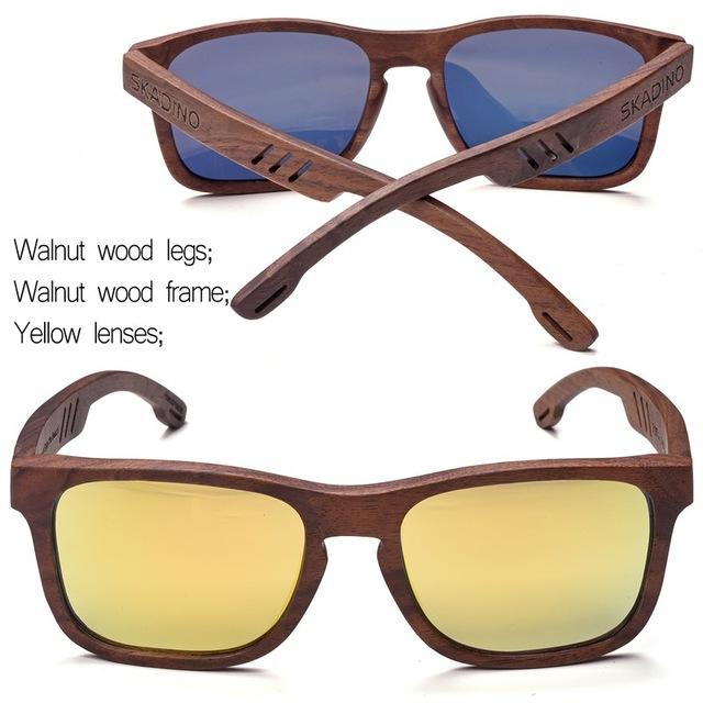 Mens Sunglasses Polarized Walnut Wood Mirror Lens Sun Glasses