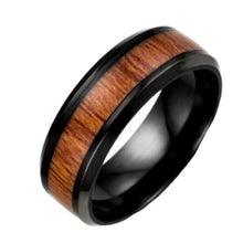 New Arrival Jewelry Men's Rings 8MM Stainless Steel Wood Grain Ring Vintage Titanium Steel Ring